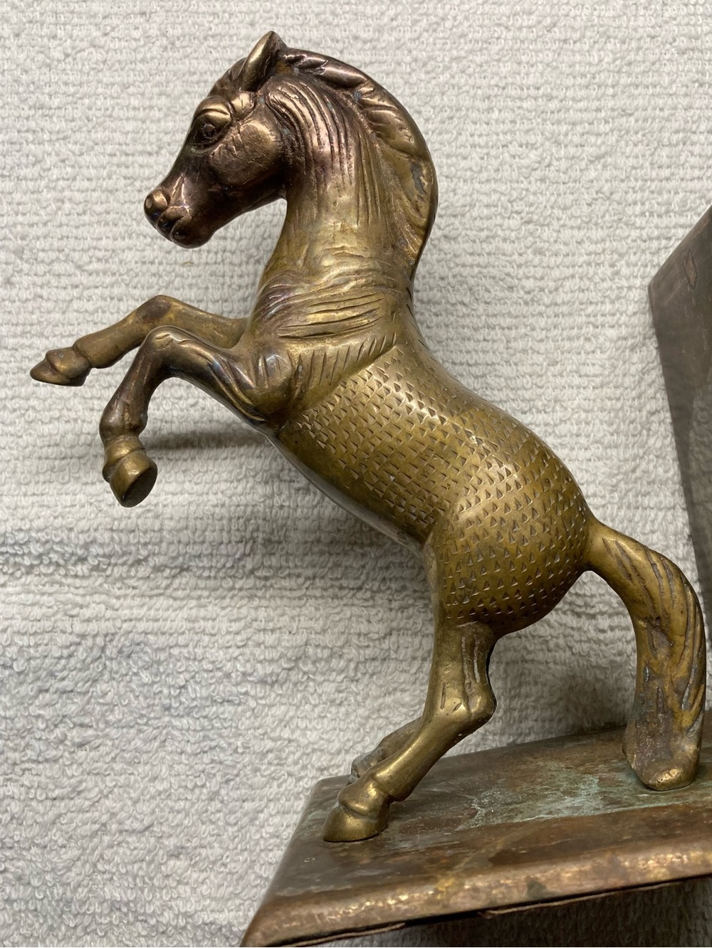 Horse Bookend Brass Sculpture Vintage Golden Finish